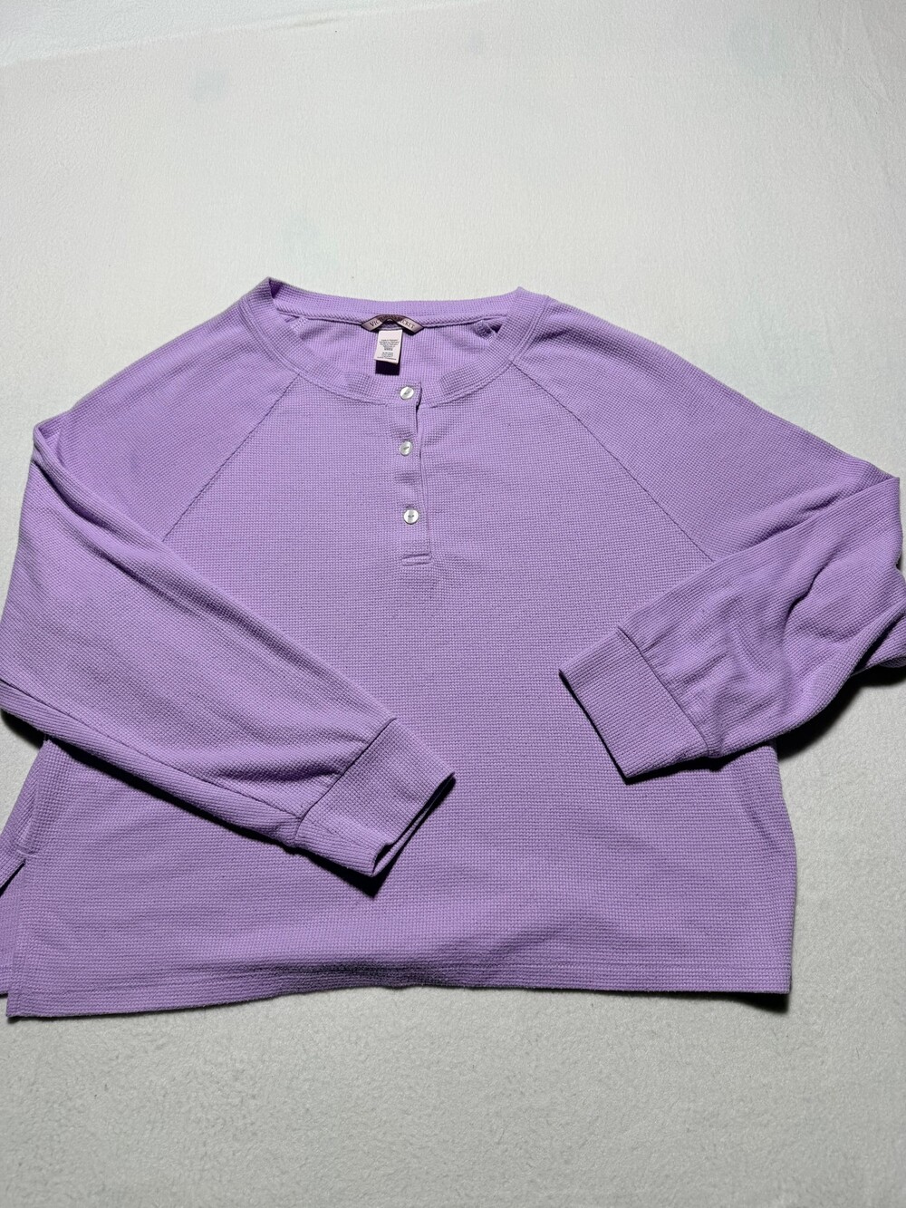 Victoria's Secret Waffle Henley Top Lavender Long Sleeve Women's S/P/CH